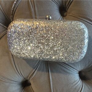 Kate Lindsay silver sequin clutch